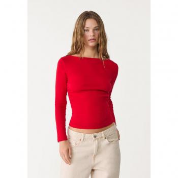 Top Arricciato Rosso L Stradivarius