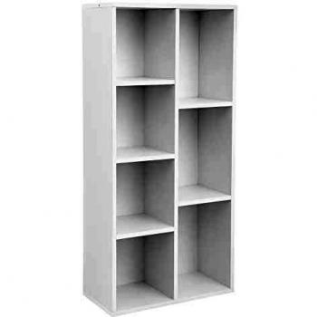 Meuble de Stockage VASAGLE avec 7 Compartiments Ouverts, Idéal pour le Salon, le Bureau ou la Chambre, en Blanc LBC27WT