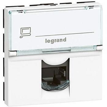 Prise Inclinée 90° RJ45 Catégorie 6 FTP 2 Modules Blanc