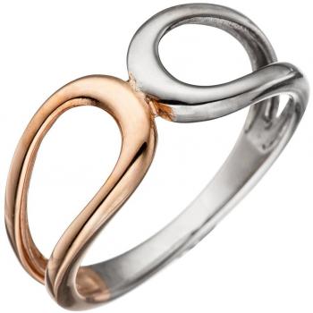 JOBO Silberring Damen 925 Sterling Silber bicolor vergoldet Größe 54