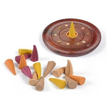 Bâtonnière ronde assortie à cinq cônes d'encens