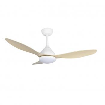 Ventilador LED Stel con 20W de potencia, luminosidad de 1900 lúmenes, CCT regulable, dimmer y acabado en blanco y madera