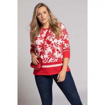 Pullover righe alte floreale donna rosso taglia 64/66 cotone/poliestere