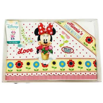 Completo 3pz culla bimba neonato lenzuolo stampa Minnie Disney baby bianco fucsia