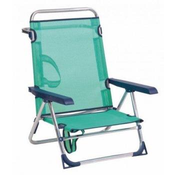 Silla de playa Alco Fibreline con asa de transporte color azul