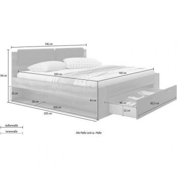 INOSIGN Galaxy Doppelbett mit Stauraum und gepolstertem Kopfteil