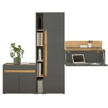 Furn.Design Möbelset Center für Homeoffice grau matt Wotan Eiche