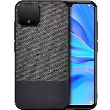 Custodia per Google Pixel 4a 5.81 con 360 gradi di protezione antishock e antiurto rugged, custodia in silicone TPU + PC rigida + PU in denim tessuto cellulare case cover nero