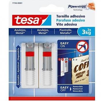 Tesa 77765-00001-00 Sistema de Montaje Inteligente Clavos Removibles SMS Tornillo Adhesivo Ajustable hasta 3Kg Azulejos, Set de 2 Piezas