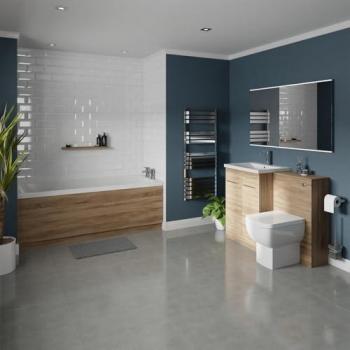 1700mm Denton Bathroom Suite with Chrome Handles and Oak Furniture