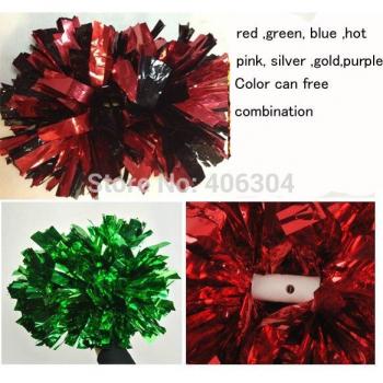 Non-Fading 100g 35cm Metallic Cheerleading Pom Poms with 6cm Stick Handle