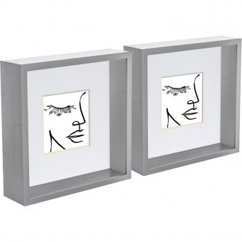 3D Deep Box Photo Frames 8 x 8 Grey/White