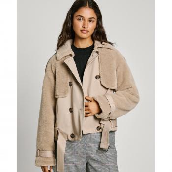 Pepe Jeans Fiona: Gabardina corta beige para mujer