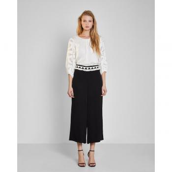 Calça Palazzo Feminina con Cinta de Flecos