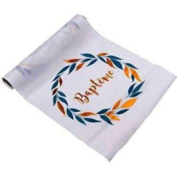 Chemin de table baptême or et blanc 28x5m