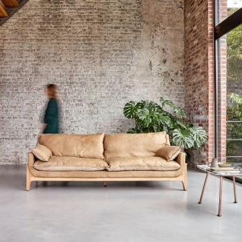 Woodnest Leder Sofa 3-Sitzer von Tikamoon