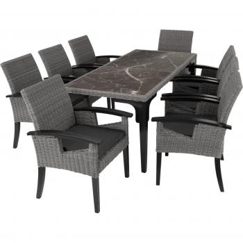 Mesa de exterior de ratán Foggia con 8 sillas Rosarno de Tectake