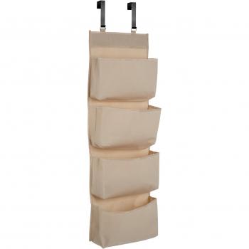 Cream Polyester Over Door Hanging Organiser