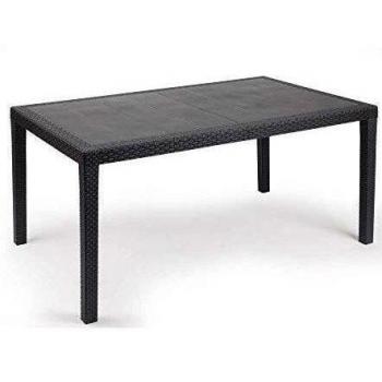 IPAE Mesa Resina Ratan Antracita Prince150x90 cm