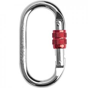 Professional Twist Carabiner Hook with Screwgate for Hammocks (Silver Red)