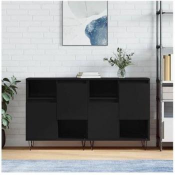 Zwei-Stückes schwarzes Holz-Sideboard‑Set