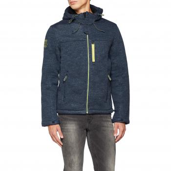 Superdry Windtrekker con Capucha, Chaqueta de Invierno para Hombre, Azul (Dark Navy Marl/Black Uo7), XXX-Large