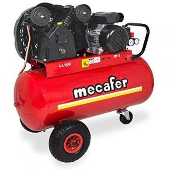 Compresseur Mecafer avec une capacité de 100 litres, une puissance de 3 HP et un corps en fonte