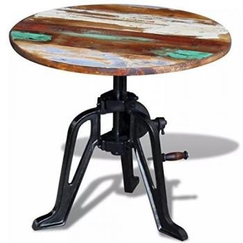 VidaXL Mesita auxiliar madera reciclada y hierro fundido 60x(42-63) cm