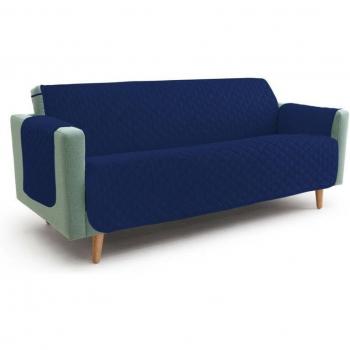 Couverture décorative pour canapé 3 places bleu