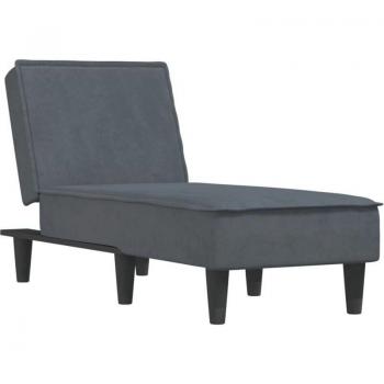 Méridienne LUXE Velours Anthracite 3 Positions Chaise Longue Lit