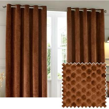 Copper 117 × 183 cm Neptune Velvet Eyelet Curtain Set
