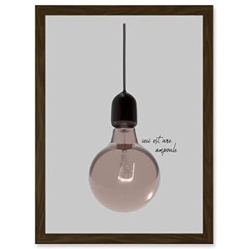 Pink Retro Lightbulb Art – French Style Wall Print, A4