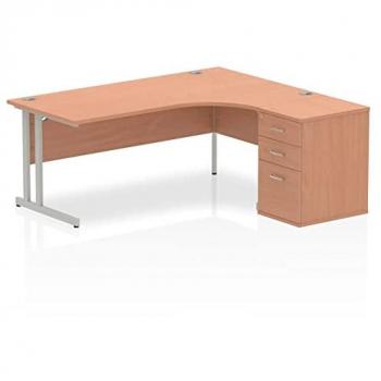 Impulse 1800mm Right Crescent Office Workstation with White Legs