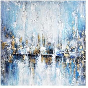 Buste nautique bleu – Peinture abstraite, toile 1 m²