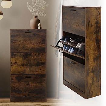 ML-Design Mueble zapatero 2 compartimentos madera marrón oscuro