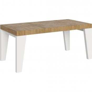 Mesa Naxy Mix 90x180/440 cm con Tapa Roble y Patas de Fresno Blanco