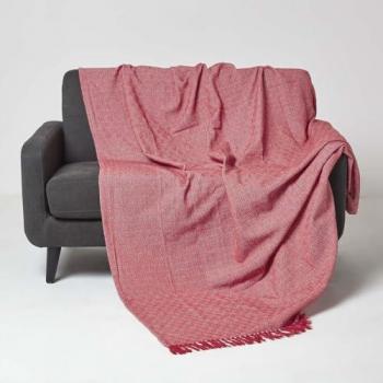 Malda Cotton Throw with Red Tassels
