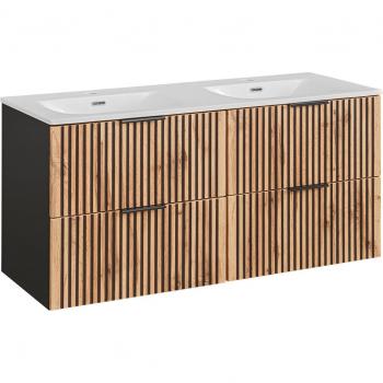 Meuble Encastré à Double Vasque 120 cm – Style Beige‑Noir