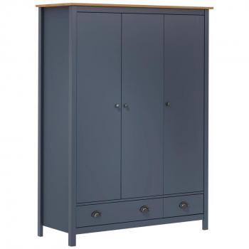 Garde-robe à 3 portes Hill Gris 127x50x170 cm Pin solide