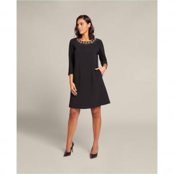 Vestido de talla grande Elena Miró con bordado y mangas tres cuartos