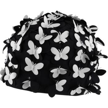 Women's Retro Swim Cap with Pearl and Butterfly Design