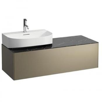 Meuble de rangement LAUFEN Sonar, tiroirs, découpe à gauche, 117,5x34x45,5 cm, titane/Nero Marquina