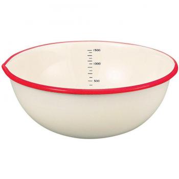 Fuji 1.7L Enamel Bowl 20cm Red with Measurement