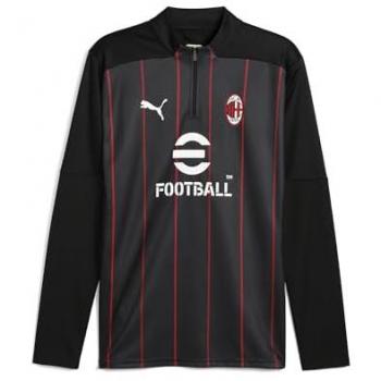 PUMA AC Milan 24/25 Pre-Match Zip‑Up Shirt – Black with Red Accents