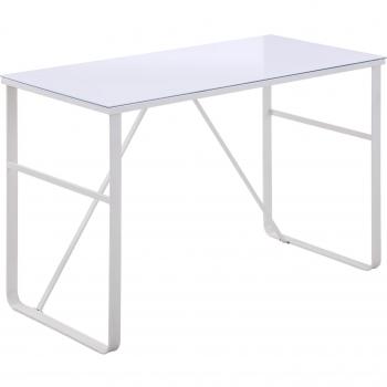 HOMCOM Mesa de Oficina 120x60x74,5 cm con Vidrio Templado y Patas de Metal