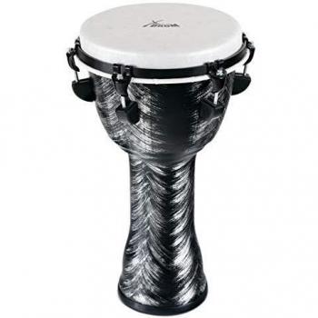 10 (25 cm) Djembe Percussion Trommel PVC Kunststoff Fell Silver Brush