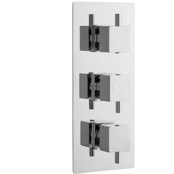 Triple Thermostat Shower Valve – 3 Outlet, Chrome Balterley, Square Concealed Diverter