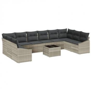 Light Grey VidaXL Garden Dining Collection: 11‑Piece Set with Cushions and Storage
