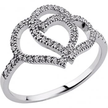 Anillo de plata Love blanco 15x12 mm en versión 60 blanco