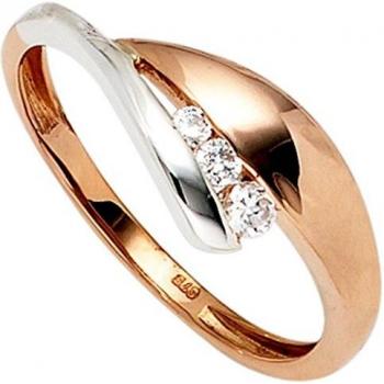 Stilvoller Goldring für Damen 375 Rotgold und Weißgold Gr. 50